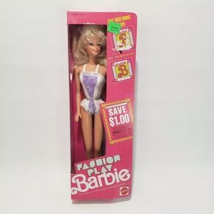 Fashion Play Barbie Doll Vintage 1990 Mattel Purple White Blonde Condition: Ne